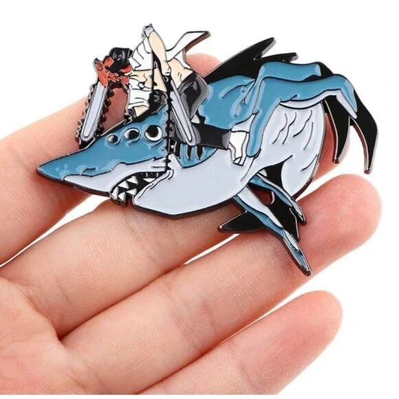 Chainsaw Man DENJI Riding A Shark Enamel Pins 22 - Picture 1 of 4